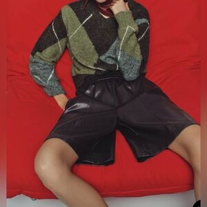 Zara NWT Black Faux Leather High Waist Shorts,